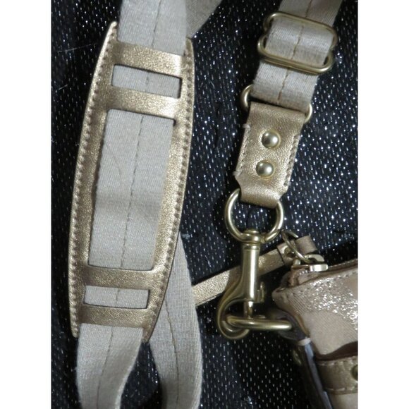 Coach 2008 Cursive Creed Shimmer Gold Studs Swingpack Crossbody Limited Edition - Picture 7 of 14